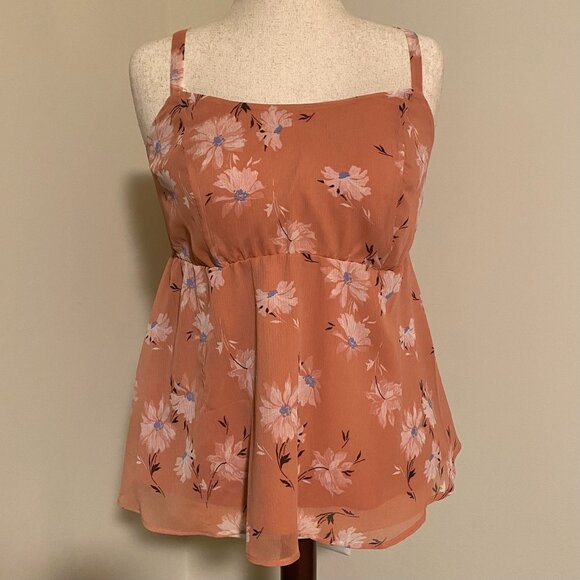 Torrid Falling Daisy Floral Print Babydoll Chiffon Cami #11686023 Size 00 - Picture 1 of 8
